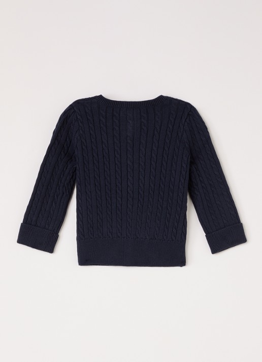 Ralph Lauren Kabelgebreid vest met logo - achterkant 2 donkerblauw
