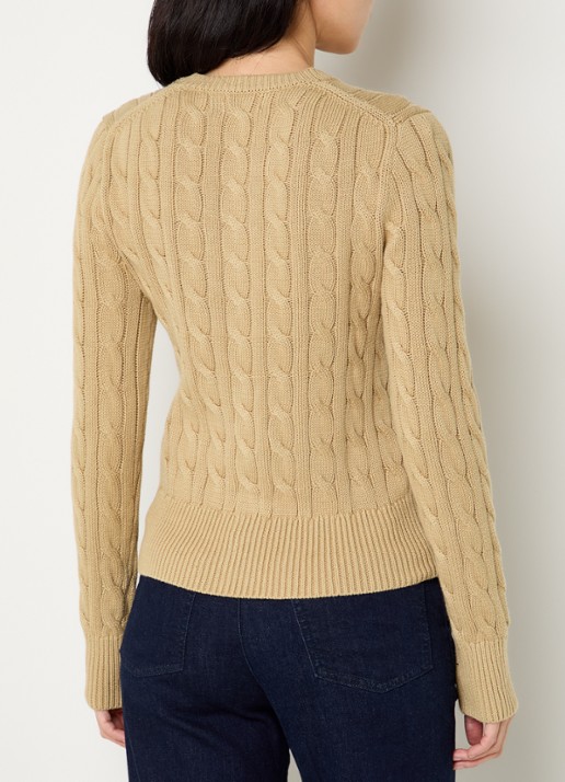 Ralph Lauren Kabelgebreid vest met logoborduring - achterkant 2 camel