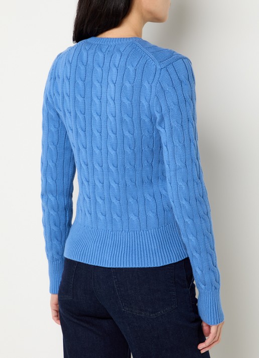 Ralph Lauren Kabelgebreid vest met logoborduring - achterkant donkerblauw