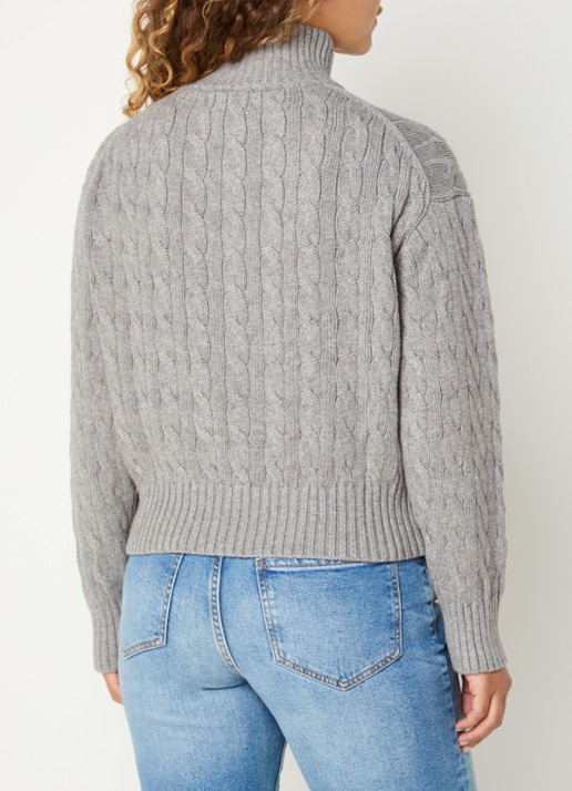 Ralph Lauren Kabelgebreid vest met logoborduring - achterkant 4 grijs