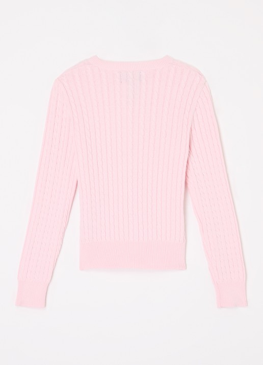 Ralph Lauren Kabelgebreid vest met logoborduring - achterkant 3 lichtroze