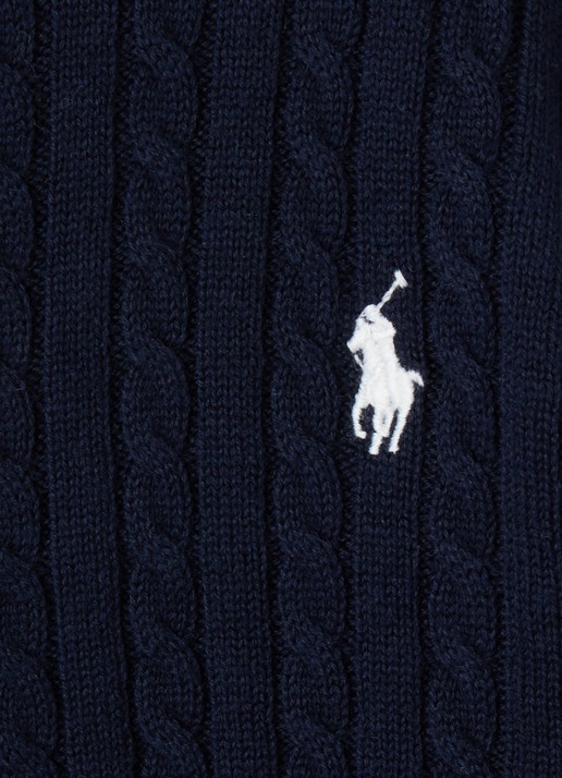 Ralph Lauren Kabelgebreid vest met logoborduring - detail 3 donkerblauw