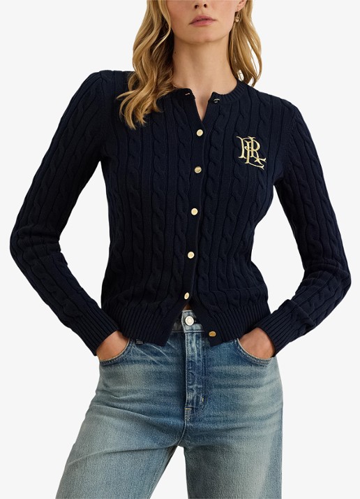 Ralph Lauren Kabelgebreid vest met logoborduring - detail 5 lauren navy / donkerblauw