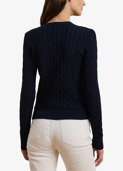 Ralph Lauren Kabelgebreid vest met logoborduring - achterkant 10 lauren navy / donkerblauw