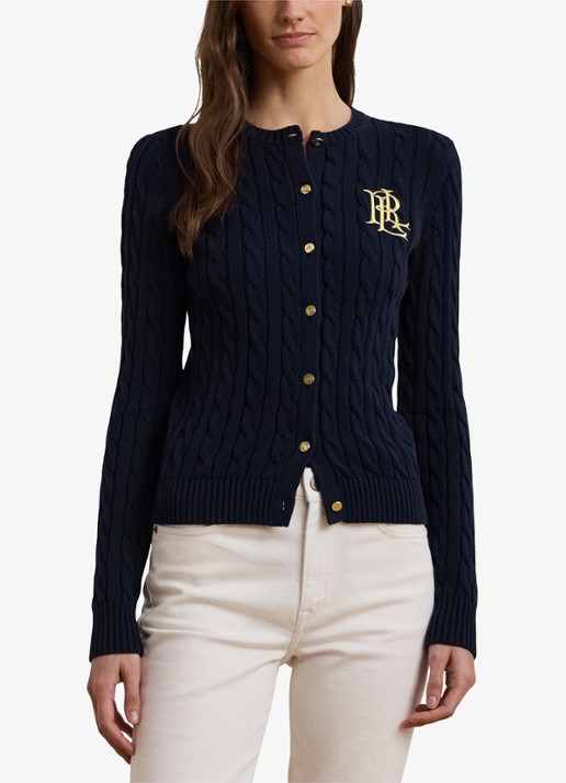 Ralph Lauren Kabelgebreid vest met logoborduring - detail 6 lauren navy / donkerblauw