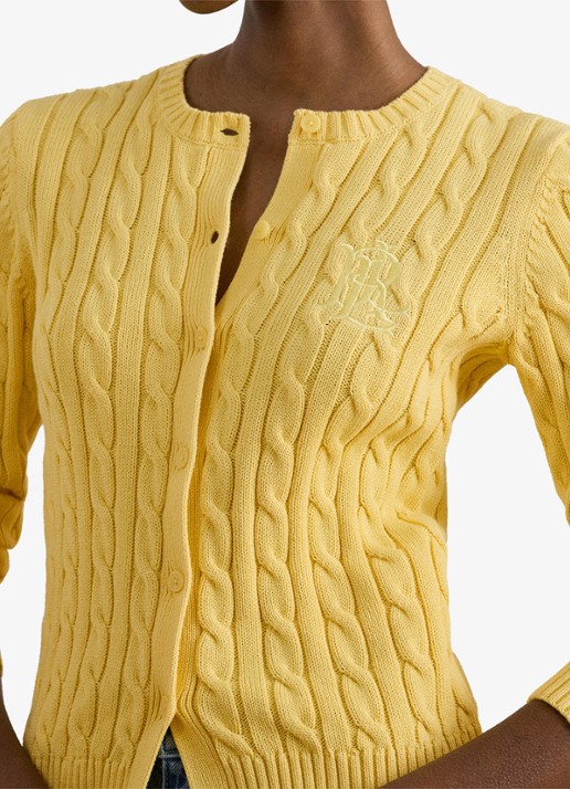 Ralph Lauren Kabelgebreid vest met logoborduring - detail 5 lemon sorbet / geel