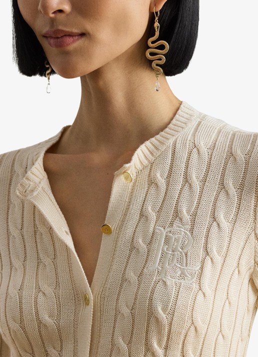 Ralph Lauren Kabelgebreid vest met logoborduring - detail 5 mascarpone crème / crème