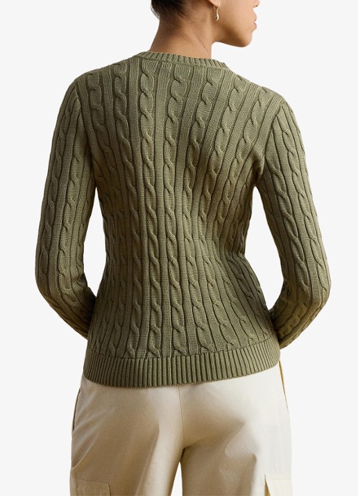 Ralph Lauren Kabelgebreid vest met logoborduring - achterkant 5 light agave / groen