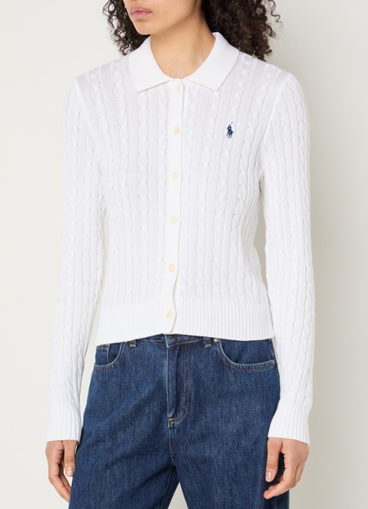 Ralph Lauren Kabelgebreid vest met polokraag en logoborduring