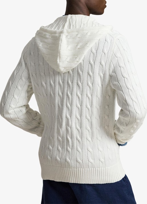 Ralph Lauren Kabelgebreid vest met steekzakken en logo - achterkant 5 white / wit