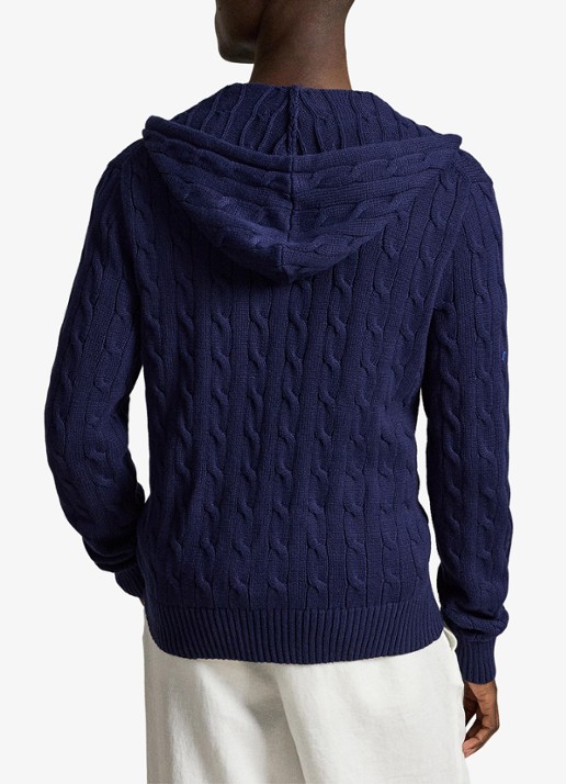 Ralph Lauren Kabelgebreid vest met steekzakken en logo - achterkant 5 bright navy-2x86