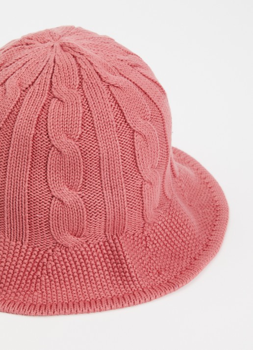 Ralph Lauren Kabelgebreide bucket hoed met logoborduring  - detail 2 koraal