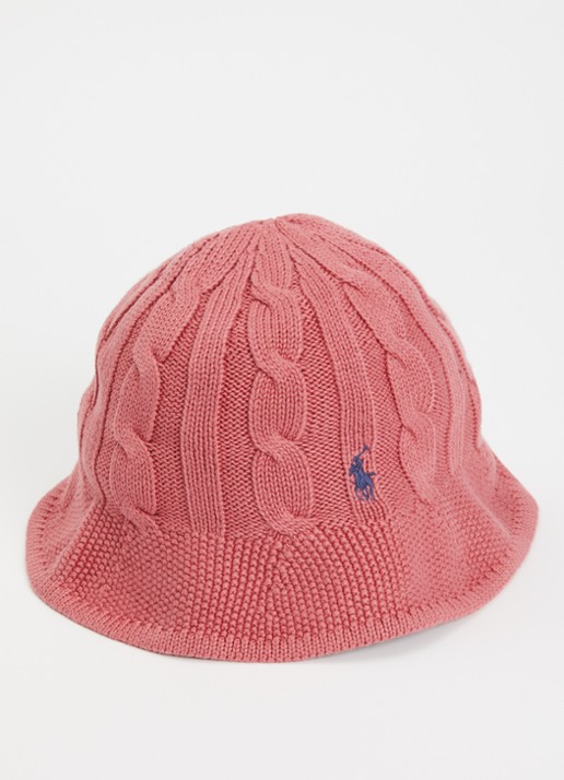 Ralph Lauren Kabelgebreide bucket hoed met logoborduring