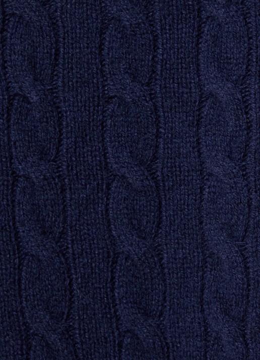 Ralph Lauren Kabelgebreide coltrui in kasjmierblend met logoborduring - detail 2 hunter navy / donkerblauw