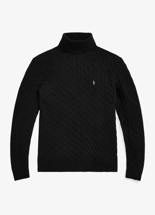 Ralph Lauren Kabelgebreide coltrui in kasjmierblend