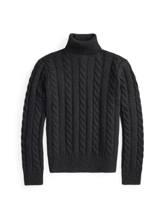 Ralph Lauren Kabelgebreide coltrui in kasjmierblend