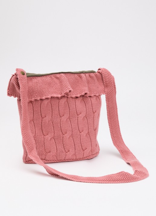 Ralph Lauren Kabelgebreide crossbodytas met logoborduring - achterkant 4 roze