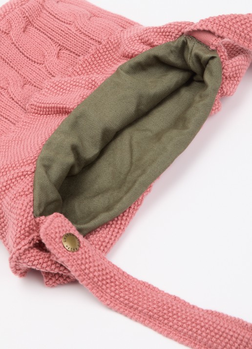 Ralph Lauren Kabelgebreide crossbodytas met logoborduring - detail roze