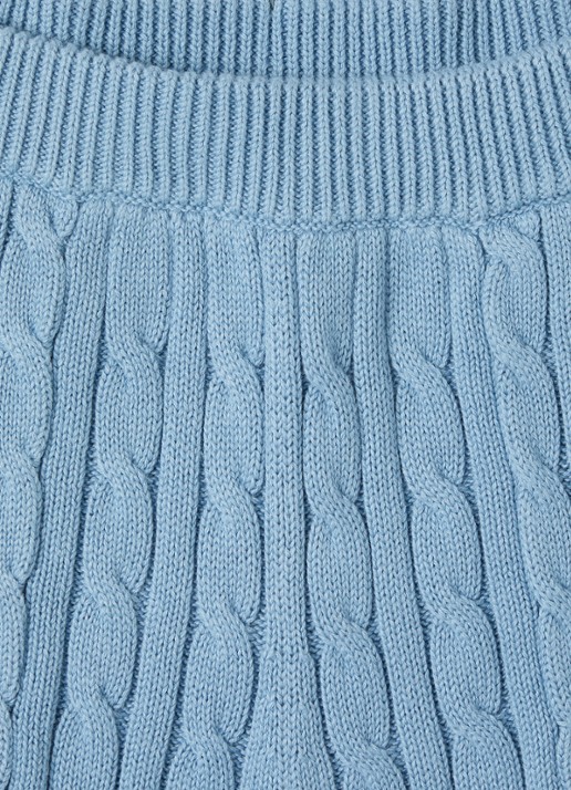 Ralph Lauren Kabelgebreide flared fit broek met logo - detail 3 blauw