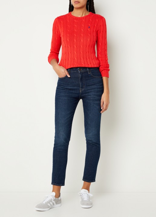 Ralph Lauren Kabelgebreide pullover met logoborduring - voorkant 3 oranjerood