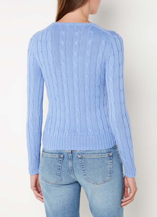 Ralph Lauren Kabelgebreide pullover met logoborduring - achterkant lichtblauw