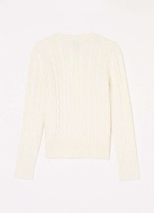 Ralph Lauren Kabelgebreide pullover met logoborduring - voorkant 2 gebroken wit