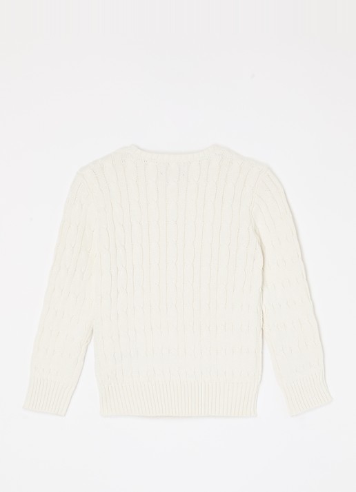 Ralph Lauren Kabelgebreide pullover met logoborduring - voorkant 3 gebroken wit