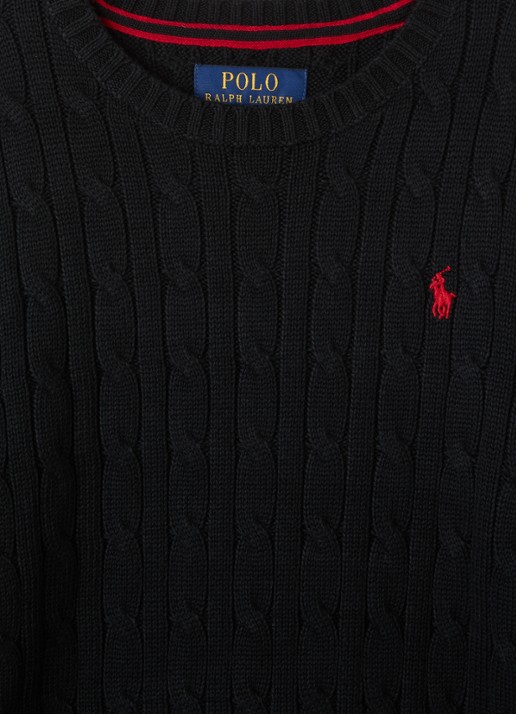 Ralph Lauren Kabelgebreide pullover met logoborduring - detail 3 zwart
