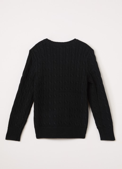 Ralph Lauren Kabelgebreide pullover met logoborduring - voorkant 2 zwart