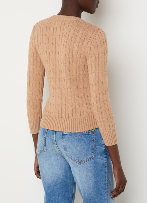 Ralph Lauren Kabelgebreide pullover met logoborduring - achterkant lichtbruin