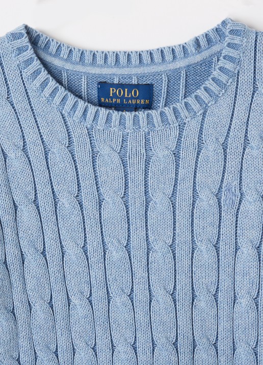 Ralph Lauren Kabelgebreide pullover met logoborduring - detail 3 lichtblauw