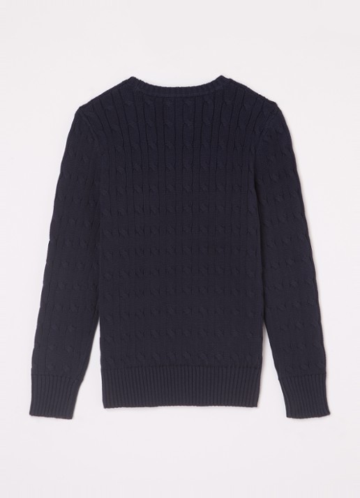 Ralph Lauren Kabelgebreide pullover met logoborduring - voorkant 2 donkerblauw