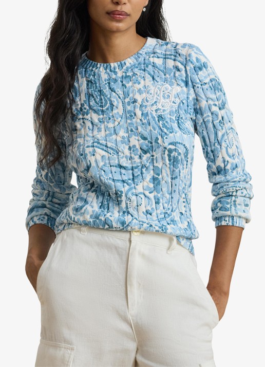 Ralph Lauren Kabelgebreide pullover met paisley dessin