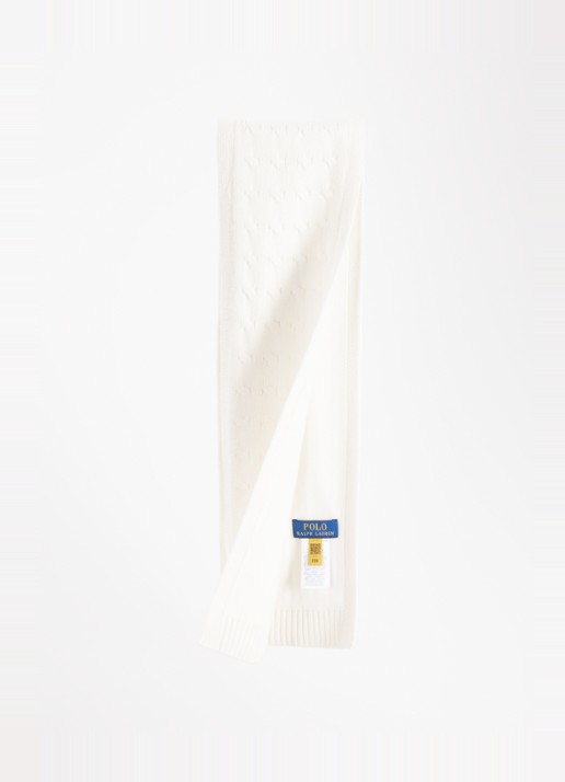 Ralph Lauren Kabelgebreide sjaal 120 x 16 cm - detail beige