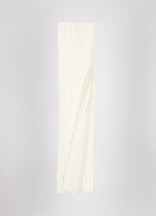 Ralph Lauren Kabelgebreide sjaal in kasjmierblend 183 x 27 cm - detail 2 gebroken wit