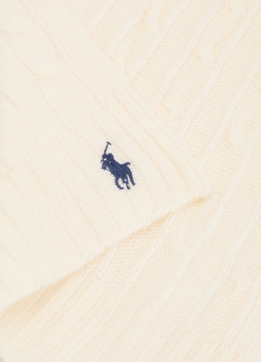 Ralph Lauren Kabelgebreide sjaal in kasjmierblend 183 x 27 cm - detail 3 gebroken wit