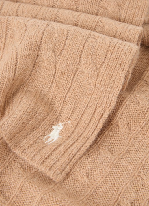 Ralph Lauren Kabelgebreide sjaal in kasjmierblend 183 x 27 cm - detail 3 camel