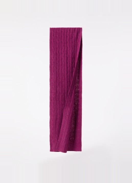 Ralph Lauren Kabelgebreide sjaal in kasjmierblend 183 x 27 cm - detail 2 aubergine