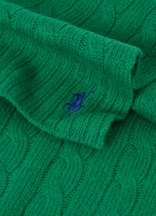 Ralph Lauren Kabelgebreide sjaal in kasjmierblend 183 x 27 cm - detail 3 groen