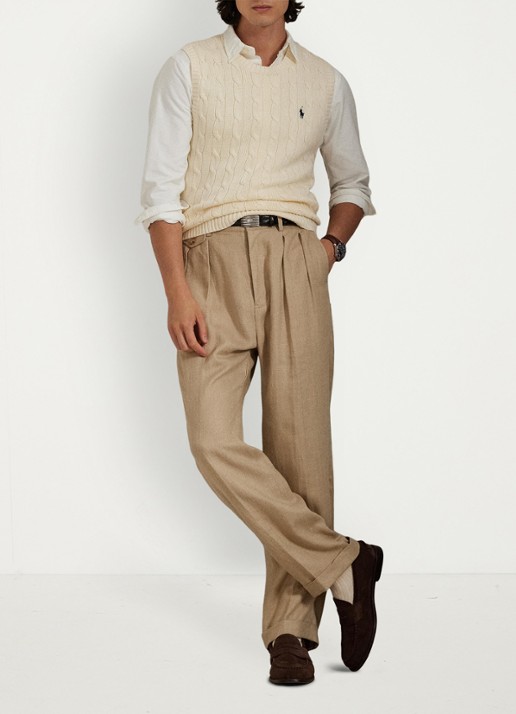 Ralph Lauren Kabelgebreide spencer met logo - detail 3 andover cream / crème
