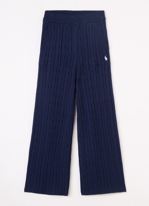 Ralph Lauren Kabelgebreide straight fit broek met logoborduring