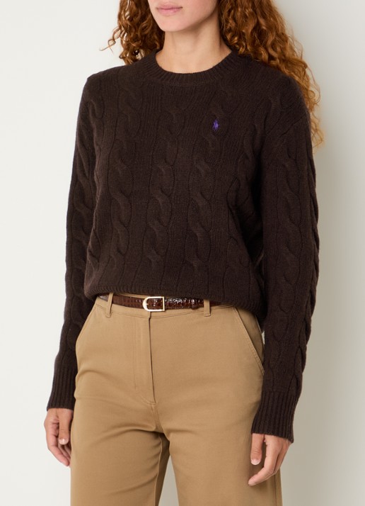Ralph Lauren Kabelgebreide trui in kasjmierblend met logoborduring
