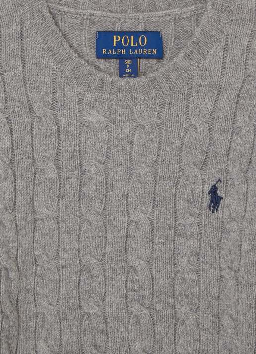 Ralph Lauren Kabelgebreide trui in kasjmierblend - detail 3 grijs