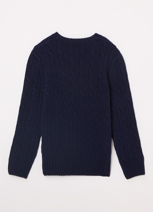 Ralph Lauren Kabelgebreide trui in kasjmierblend - voorkant 3 donkerblauw