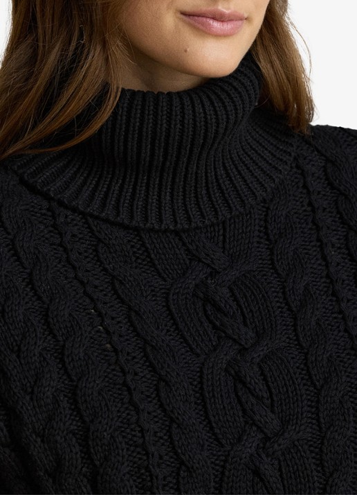 Ralph Lauren Kabelgebreide trui met col - detail 2 zwart