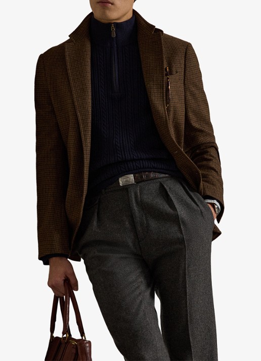 Ralph Lauren Kabelgebreide trui met halve rits - detail 5 donkerblauw