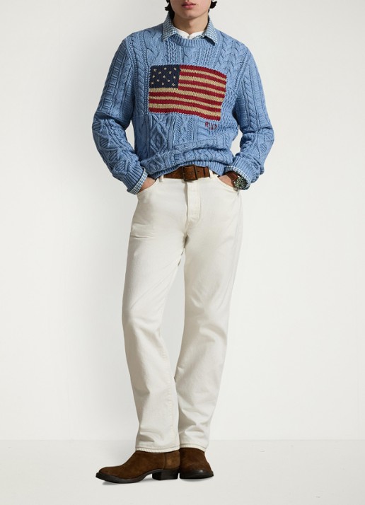 Ralph Lauren Kabelgebreide trui met ingebreid patroon - voorkant 4 light blue combo-4536