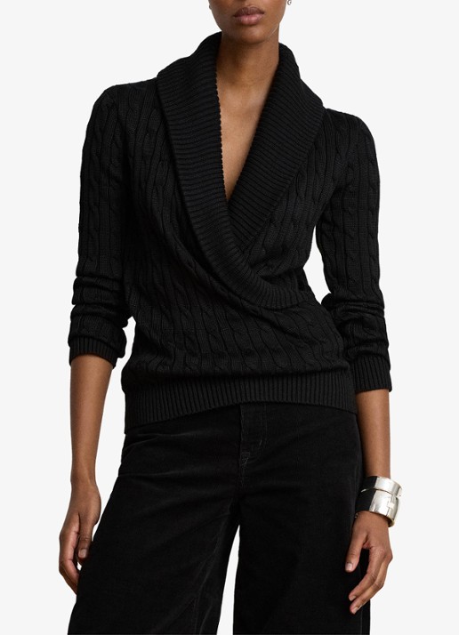 Ralph Lauren Kabelgebreide trui met kraag