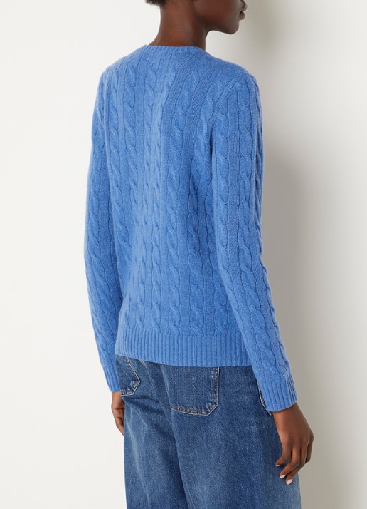 Ralph Lauren Kabelgebreide trui met logo - achterkant 4 kobaltblauw