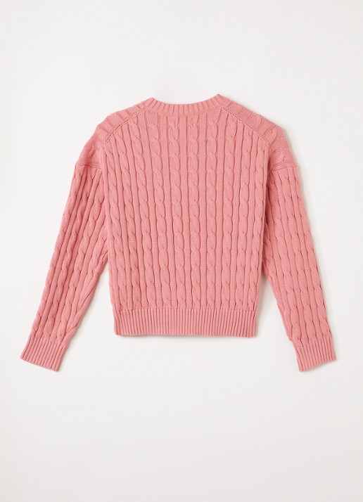 Ralph Lauren Kabelgebreide trui met logo - voorkant 3 roze